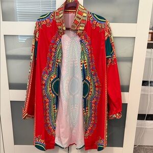 Vibrant Red Dashiki Shirt